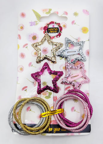 Impression Star Shape Glitter Hair Clips with Ponytails - Multicolor, Pack of 12, Cute Hair Accessories for Kids & Girls Impression Star Shape Glitter Hair Clips with Ponytails - Multicolor, Pack of 12, Cute Hair Accessories for Kids & Girls