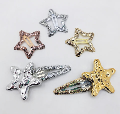 Impression Set of 12 Star-Designed Sequins Embellished Snap Clips - Multicolor, Stylish Hair Accessories for Girls & Women Impression Set of 12 Star-Designed Sequins Embellished Snap Clips - Multicolor, Stylish Hair Accessories for Girls & Women