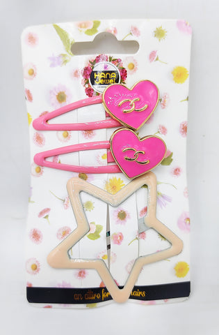 Hana Jewels 12 Pcs Multicolor Heart & Star Button Tic Tac Clips - Matte Finish Hair Accessories for Girls & Women Hana Jewels 12 Pcs Multicolor Heart & Star Button Tic Tac Clips - Matte Finish Hair Accessories for Girls & Women