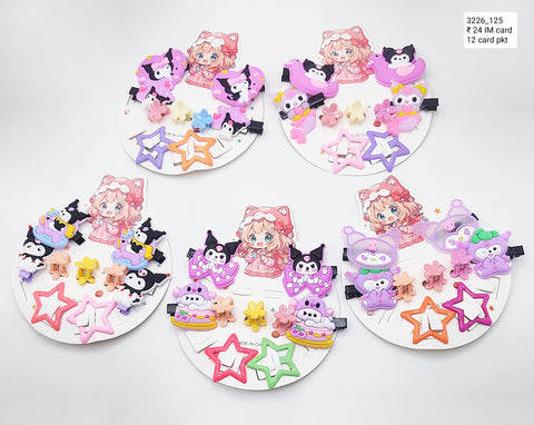 Pack of 12 Cute Kuromi Hair Clips Set - Adorable Sanrio Cartoon Baby Bow Hair Clips for Girls & Kids Pack of 12 Cute Kuromi Hair Clips Set - Adorable Sanrio Cartoon Baby Bow Hair Clips for Girls & Kids