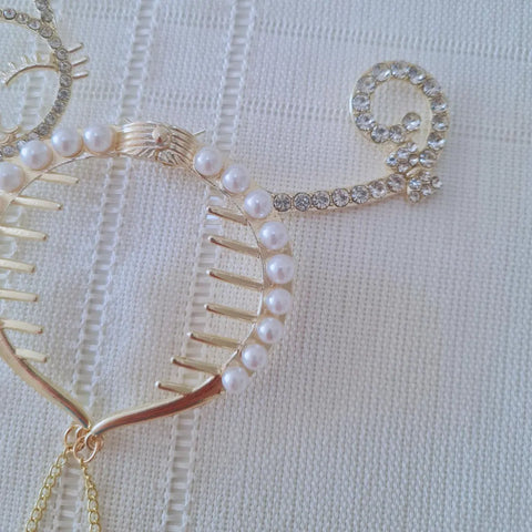 Impression   Pearl Tassel Rhinestone Hair Clasp Bun Maker Claw for Girls High Ponytail Hair Clip Temperament Buckle Headdress Impression   Pearl Tassel Rhinestone Hair Clasp Bun Maker Claw for Girls High Ponytail Hair Clip Temperament Buckle Headdress