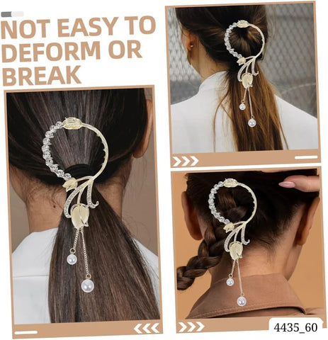 Impression  Flower & Faux Pearl Charm Tassel Bun Hair Clip (Pack of 12)