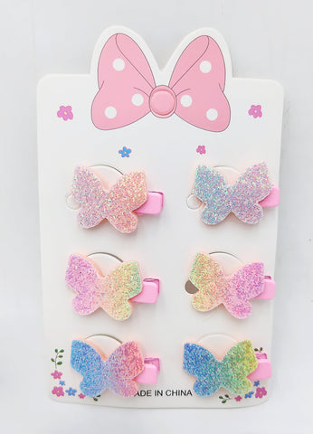 Bow & Butterfly, Bow & Flower, Bow & Mickey Mouse Hair Clips Set - Pack of 12 Multicolor