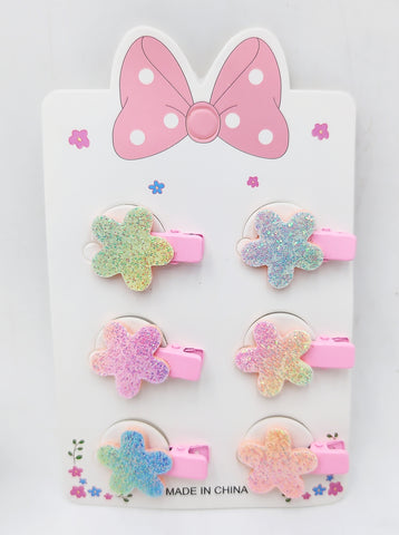 Bow & Butterfly, Bow & Flower, Bow & Mickey Mouse Hair Clips Set - Pack of 12 Multicolor