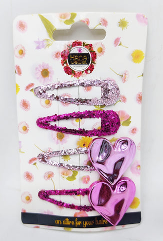 Hana Jewel 12 Pcs Glittery Heart-Shaped Tic Tac Hair Clips - Multicolour Hair Accessories for Women & Girls