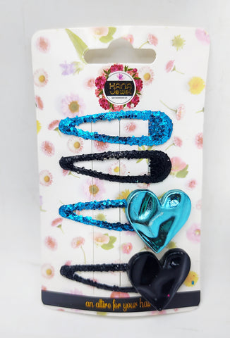 Hana Jewel 12 Pcs Glittery Heart-Shaped Tic Tac Hair Clips - Multicolour Hair Accessories for Women & Girls