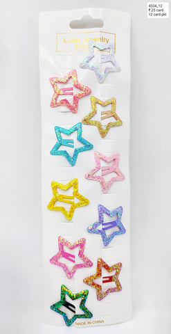 Impression store Glitter Star Hair Clips - Cute Non-Slip Metal Snap Barrettes for Baby, Toddler, Girls, Kids & Women - Stylish Hair Accessories