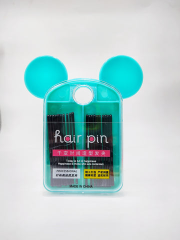Hair Pin 12 Pcs Black Metal Bobby Pins with Cute Mickey Pouch - Stylish Hair Accessories for Girls & Women