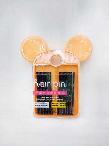 Hair Pin 12 Pcs Black Metal Bobby Pins with Cute Mickey Pouch - Stylish Hair Accessories for Girls & Women