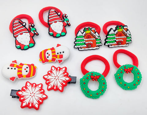 Pack of 12 Christmas Hair Accessories Set - Festive Hair Clips & Bobbles for Girls, Women, and Kids