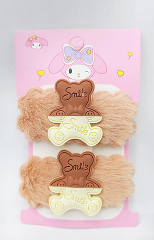 Pack of 12 Furry Teddy Bear Tic Tac Hair Clips - Cute Hair Accessories for Girls, Kids, and Babies