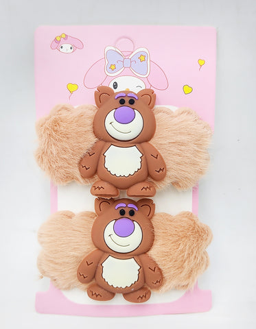 Pack of 12 Furry Teddy Bear Tic Tac Hair Clips - Cute Hair Accessories for Girls, Kids, and Babies