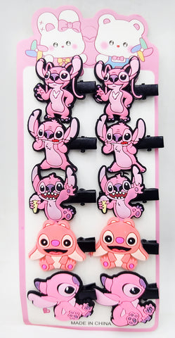 Pack of 12 Pcs Anime Cartoon Lilo & Stitch Hair Clips - Cute Hair Pins for Baby Girls, Kids, and Gifts