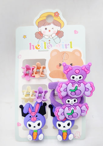 Pack of 12 Pcs Adorable Kuromi Hair Clips Set - Cute Baby Bow Hairpins for Girls, Kids, and Sanrio Fans