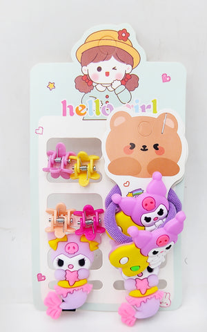 Pack of 12 Pcs Adorable Kuromi Hair Clips Set - Cute Baby Bow Hairpins for Girls, Kids, and Sanrio Fans