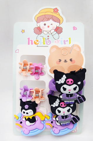 Pack of 12 Pcs Adorable Kuromi Hair Clips Set - Cute Baby Bow Hairpins for Girls, Kids, and Sanrio Fans