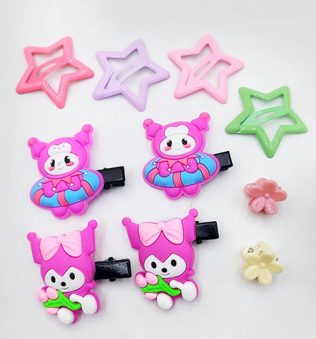 Pack of 12 Pcs Baby Hair Clips and Cartoon Star Hair Clips - Multicolour Hair Accessories for Girls and Kids
