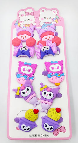 Pack of 12 Pcs Multicolor Silicone Hair Accessories Making Material - Kuromi Hair Clip Combo for DIY Crafts and Styling