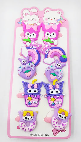 Pack of 12 Pcs Multicolor Silicone Hair Accessories Making Material - Kuromi Hair Clip Combo for DIY Crafts and Styling