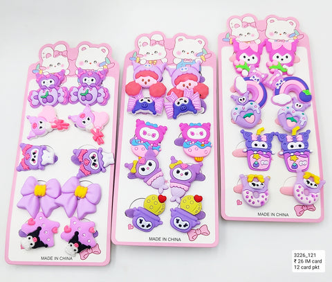 Pack of 12 Pcs Multicolor Silicone Hair Accessories Making Material - Kuromi Hair Clip Combo for DIY Crafts and Styling