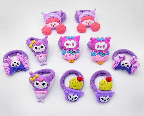 Pack of 12 Pcs Multicolor Silicone Hair Accessories Making Material - Kuromi Hair Clip Combo for DIY Crafts and Styling