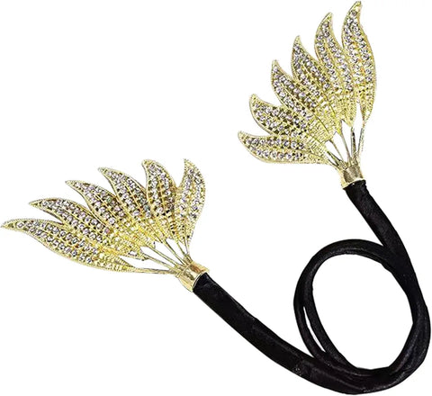 12 Pc Gold Wings Rhinestone Hair Bun Clip - Elegant Floral Metal Hair Bun Maker for Women’s Easy Twist Hairstyles