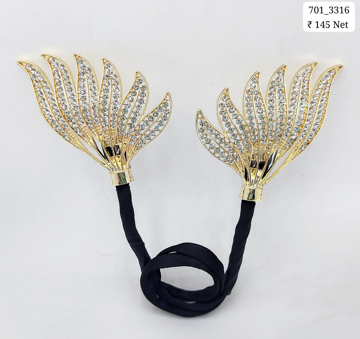 12 Pc Gold Wings Rhinestone Hair Bun Clip - Elegant Floral Metal Hair Bun Maker for Women’s Easy Twist Hairstyles