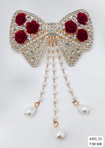 Impression Rhinestone Bow and Faux Pearl Tassel (Pack of 12)