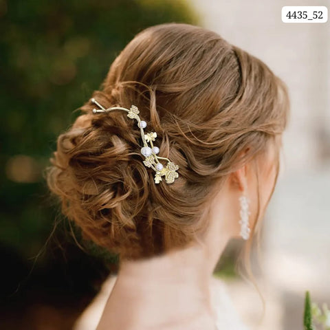 Impression Pearl Beads Hairpins Golden Metal (Pack of 12)