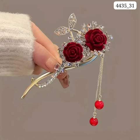 Impression Red Rose Bridal Hair Clip (Pack of 12)