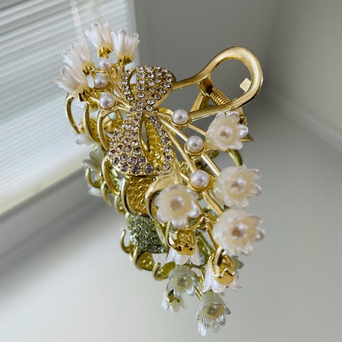 Impression  Retro Linglan Grip Series Butterfly Flower Tassel Grip Female Metal Openwork Girl Ponytail Claw Hair Clip Flowers for Women