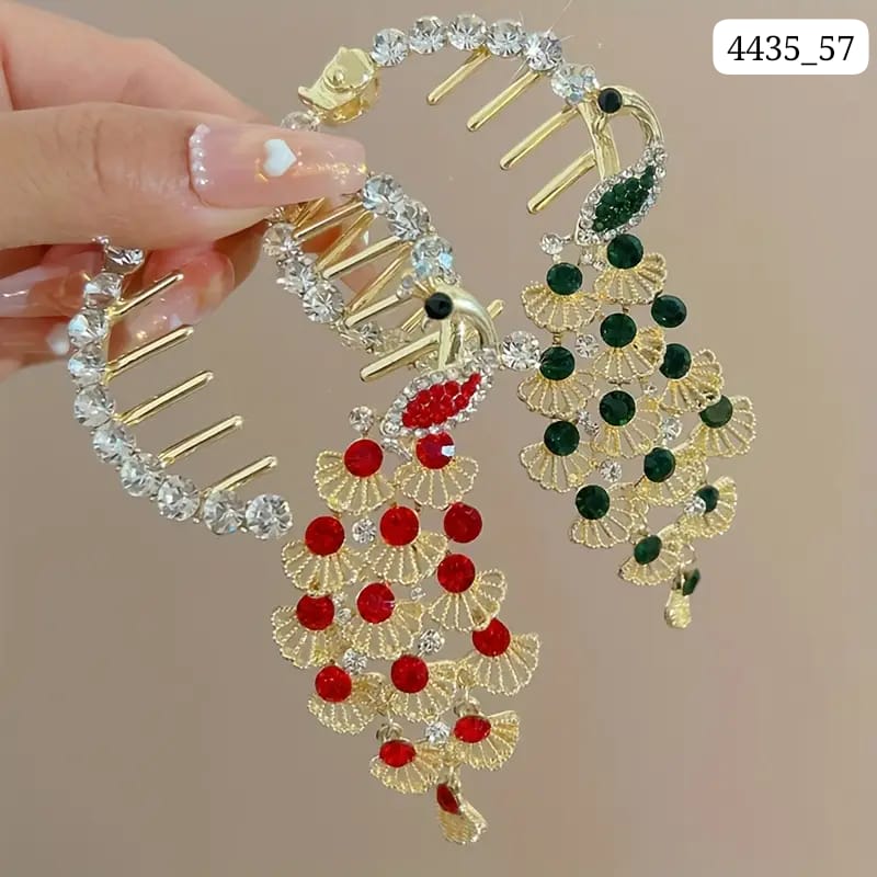 Impression Peacock Tail Hair Claw/Pin Bird Shine (Pack of 12)