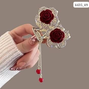Impression Velvet Rose Cherry High Ponytail Mini Claw Clip (Pack of 12)