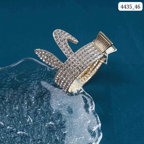 Impression Bunny Ears Hair Claw Clips with Pearl and Zircon (Pack of 12)