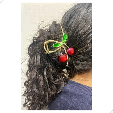 Impression Girl Headwear,Cherries Hair Claw Clip Fruit Theme Hair Clamp Clamps 3D Cherries Hair Catch Barrettes Strong Hold Hairpin for Girls