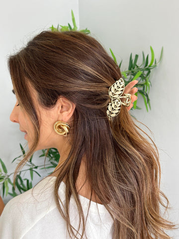 Impression Double leaf metal gold hair claw metal hair clip