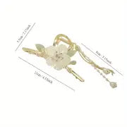 Impression   Rubela Flower with Long Tassel Acrylic Hair Accessory Elegant Ancient Large Hair Clip Hair Claw  (Multicolor)