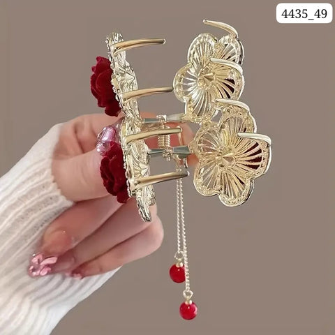 Impression Velvet Rose Cherry High Ponytail Mini Claw Clip (Pack of 12)