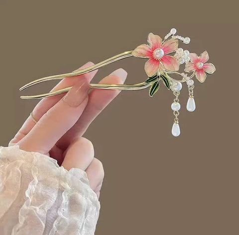 Impression Pearl Hairpin, Butterfly Tassel U-shaped Hairpin Butterfly Hair Ornament Flower Hair Hairpin French Pins Chinese Hair Accessories