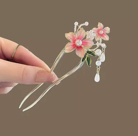 Impression Pearl Hairpin, Butterfly Tassel U-shaped Hairpin Butterfly Hair Ornament Flower Hair Hairpin French Pins Chinese Hair Accessories