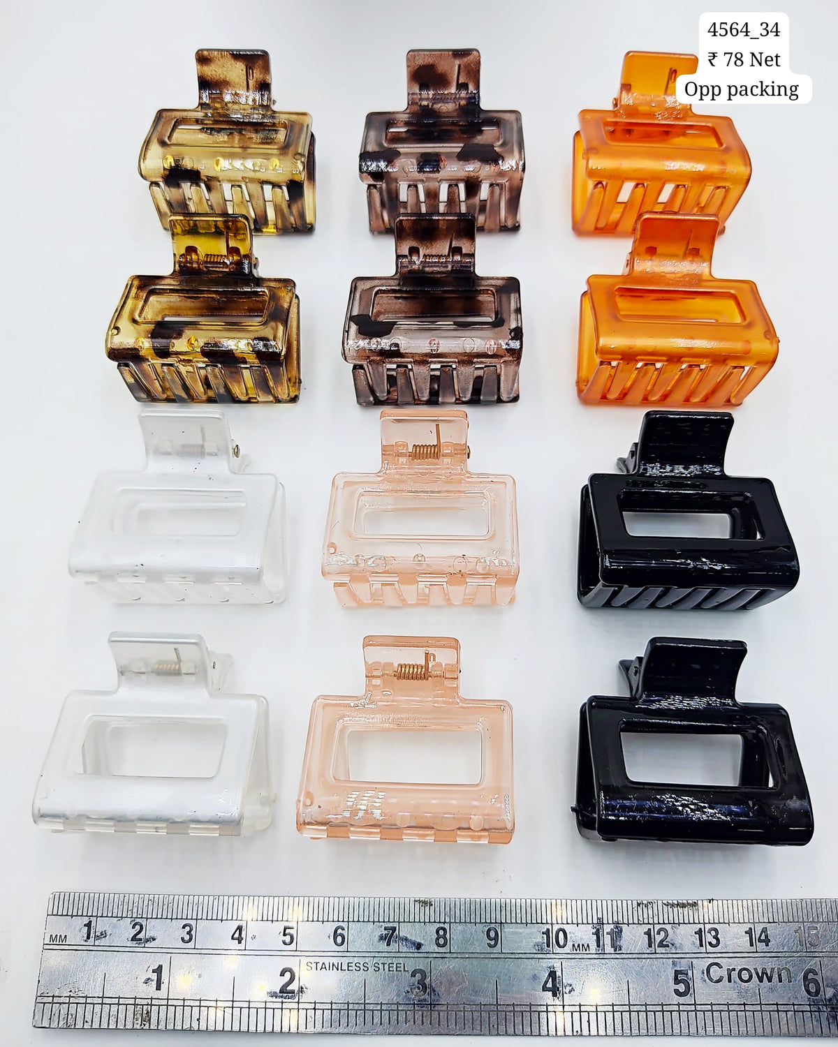 Impression Stylish Colored Plastic Hair Clutcher (Pack of 12)