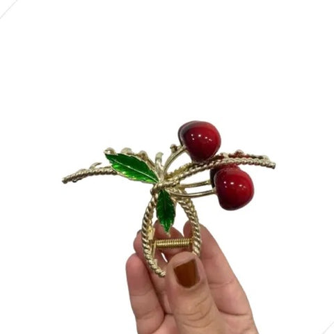Impression Girl Headwear,Cherries Hair Claw Clip Fruit Theme Hair Clamp Clamps 3D Cherries Hair Catch Barrettes Strong Hold Hairpin for Girls