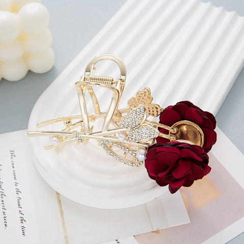 Impression 1pc Rose Butterfly Rhinestones Hair Clip, Girls Hair Accessories