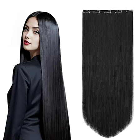 Impression Premium Synthetic Hair Extension Straight Black Color (Pack of 12)