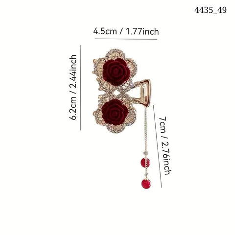 Impression Velvet Rose Cherry High Ponytail Mini Claw Clip (Pack of 12)