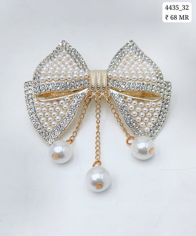 Impression Elegant Glitter Rhinestone Faux Pearl Hair Clip (Pack of 12)