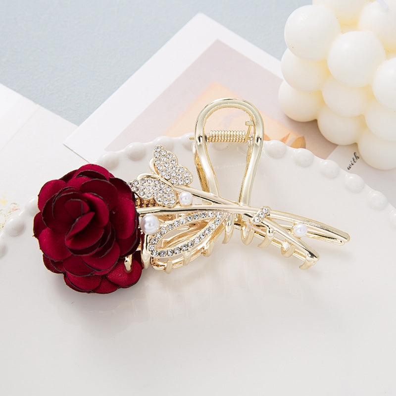 Impression 1pc Rose Butterfly Rhinestones Hair Clip, Girls Hair Accessories