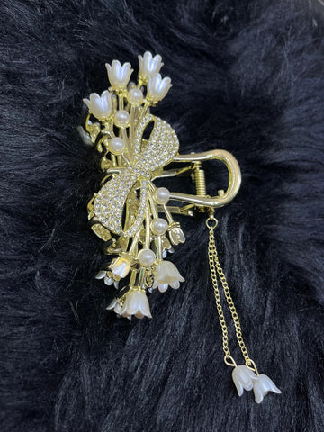 Impression  Retro Linglan Grip Series Butterfly Flower Tassel Grip Female Metal Openwork Girl Ponytail Claw Hair Clip Flowers for Women