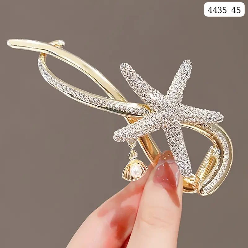 Impression Twist Clip, Starfish Shell Imitation Pearl Hair Clip (Pack of 12)