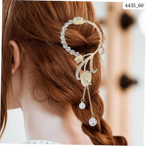 Impression  Flower & Faux Pearl Charm Tassel Bun Hair Clip (Pack of 12)
